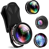 Selvim Handy Objektiv Kamera Linse Kit, Lens Set 0,62X Weitwinkel + 25X Makro + 235° Fisheye Objektiv +Kaleidoskop-Linsen mit Universal Klammer für iOS und Android Smartphone, Tablets