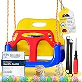 WOLKENGLÜCK® Babyschaukel 3 in 1 [6 Monaten bis 6+ Jahre] | Mitwachsende Kinderschaukel für Outdoor & Indoor | Hochwertige Schaukel inkl. Rückenlehne & Anschnallgurt