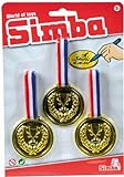 Simba 108612196 - 3 Medaillen zum Umhängen, 3 Goldmedaillen, Rückseite beschriftbar, 6cm, ab 3 Jahren