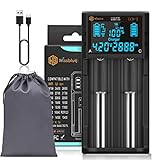 LCD-2 AA 18650 Akkuladegerät 3,7 V 1,2 V, LCD-Bildschirm kann die Kapazität anzeigen, 2 A Schnellladegerät für Li-Ion-Akkus 26650 21700 18490 18350 17670 17500 16340 14500, RCR123A, NI-MH/NI-Cd AAA
