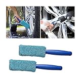 JNNJ 2Pcs Mikrofaser-Radreifen-FelgenbüRste, Premium schonende Felgenreiniger Bürste für Felgen Alufelgen, Hochwertigerkratzfreier FelgenbüRste für Moto LKW SUV(Blau)