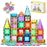 ECHOCUBE 60 Pieces Magnetische Bausteine, Pädagogische Magnetische Kacheln Konstruktionsspielzeug für Kinder, Magnetisches Spielzeug Set Weihnachten Geburtstag Geschenk für Jungen und Mädchen