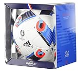 adidas Herren Ball Euro 2016 Official Match, White/Bright Blue/Night Indigo, 5