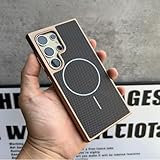 Luxuriöses Carbon-Magnetgehäuse für Samsung Galaxy S25, S24 Ultra, S23, S25 Plus, kabellose Ladeplattierungsabdeckung (für Galaxy S25 Ultra/Gold)