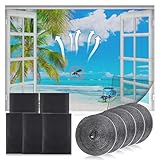 5Stk Fliegengitter Fenster mit Klettband, Fliegenschutz Fenster Ohne Bohren, Fenstergitter Insektenschutz Zuschneidbar, 130x150cm Fliegengitternetze, Selbstklebend Fliegennetz, Hohe Dichte Moskitonetz