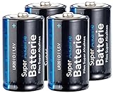 PEARL Batterien LR20: Sparpack Alkaline Batterien Mono 1,5V Typ D im 4er-Pack (Große Batterien, d Batterien Spar, Taschenlampen)