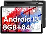 Tablet: Android Tablet - 2024 Android 13 Tablet Neueste 10,1 Zoll Tablets 8 GB + 64 GB 1024GB Erweiterung, 6000 mAh Akku, Wi-Fi 6, 2 MP+8 MP Dual Kamera, Bluetooth, 1280 x 800 FHD IPS (Metallschale)