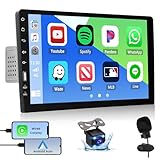 Hikity Autoradio 1 Din mit Carplay und Android Auto, 9 Zoll Bildschirm Touchscreen Autoradio Bluetooth Freisprecheinrichtung Mirror Link EQ SWC USB FM Radio mit Rückfahrkamera