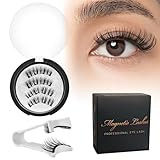 Magnetische Wimpern mit Zange Magnetische Wimpern ohne Eyeliner Magnet Wimpern Natürlich Look 3D Künstliche Wimpern Magnetisch Wiederverwendbar Magnetwimpern ohne kleber Einfach zu Benutzen Black-KS02