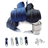 Reißverschluss endlos 3mm 15m 5 Farben Nylon Endlosreißverschluss mit 30 Zipper und 60 Endstück, Reißverschlüsse spiralförmig Meterware teilbar, 2.5cm breit für Kleidung Tasche Mäppchen Bettwäsche