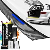 Ladekantenschutz passend für VW Golf Sportsvan AUV 2014-2020 (5-Türer, Kompakt): Lackschutzfolie und Kratzschutz für Kofferraum/Stoßstange (Carbon-Blau)