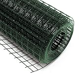 Wiltec Maschendrahtzaun Grün 1x5 m 100 cm Höhe 0,9 mm Stärke 12x12 mm Maschengröße, Volierendraht 4-Eck aus Stahl verzinkt, Drahtgitter, Vogeldraht