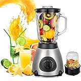 facaio Standmixer, Smoothie Maker, Multifunktion Blender elektrisch, [1,5l Glasbehälter Mixer & 650ml Mini Glasbehälter Smoothie Maker] 5 Geschwindigkeitsstufen + Impuls-/Ice-Crush Funktion