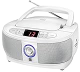 Dual 74582 P 49-1 Boombox mit CD-Player (UKW-Radio, LED-Display, Netz- oder Batteriebetrieb) weiß