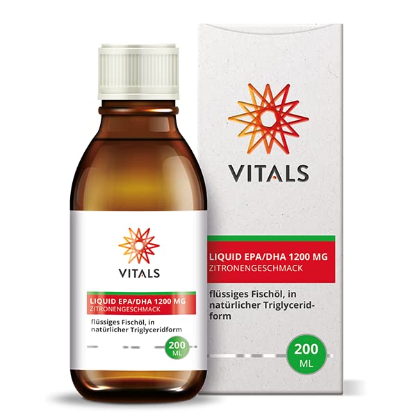 Vitals - Liquid EPA/DHA 1200 mg 200 ml. Flüssiges Fisschöl, in natürlicher Triglyceridform mit Zitronengeschmack