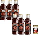 Ponti Premium Salsa Barbecue BBQ all' Aceto Balsamico di Modena I.G.P. Barbecue-Sauce mit Balsamico-Essig aus Modena 6x 250g + Italian Gourmet polpa 400g