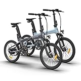 A Dece Oasis ADO E-Bike 2× Air 20S E-Fahrrad Faltbar, klapprad Riemenantrieb,Citybike 1 Gang, Hintermotor,ebike Damen/Herren,StVZO,Ultraleichtgewicht 18 KG(verbesserte Version der Air20) (Gray*Blue)