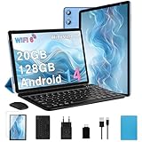 Biegedy Tablet 10 Zoll Android 14 Octa-Core, 2024 Newest Tablet PC 20 GB RAM+128 GB ROM (TF1 TB),5G WLAN 6丨Widevine L1丨GMS丨6000mAh丨5+8MP丨Bluetooth5.0丨1280 * 800丨Tablet mit Tastatur Maus Blau