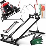 MASKO® XXL Rasentraktorheber 450 kg Hebevorrichtung Hebebühne Aufsitzmäher Reinigungshilfe universal, Rasentraktor-Heber, Rasentraktor +45° Neigung verstellbar inkl. Arbeitshandschuhe & Bürste Schwarz