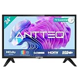 Antteq Essential Series TV 24 Zoll (60 cm) LED HD 720P Fernseher,Dolby Audio,Triple Tuner DVB-C / T2 / S2,CI+,Hotelmodus,2024