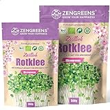 ZenGreens® - Bio Rotklee Samen - Wähle zwischen 200g und 500g - Klee Samen mit Keimrate von über 97% - Kleesamen Keimsprossen - Rotklee Saatgut zum Sprossen ziehen - wiederverschließbare Verpackung