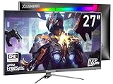 XGaming 27-inch QHD Gaming ELED Monitor with Rainbow Lights, 144Hz/165Hz Refresh Rate, Eye Care 2560 x 1440 Display, FreeSync G-Sync Compatible, 1ms DisplayPort, HDMI and Speakers, Black