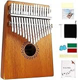 FLSEPAMB Kalimba 17 Schlüssel, Kalimba Instrument mit Lernpaket, Professionelle Daumenklavier Kalimba für Kinder und Erwachsene (Braun, Mahagoni)