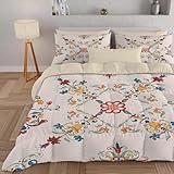 PNHCL Vintage Bettdecke 155x220 4 Jahreszeiten, Ästhetisch Französisch Bettdecke ohne Bezug, Bequeme und Weiche Ganzjahresdecke, Bohemian Muster Waschbar Schlafdecke mit 2 Kissenbezüge 80x80 cm A660