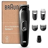 Braun All-In-One Bartpflege Bodygroomer Set, 6-in-1 Barttrimmer / Bartschneider (recycelbare Verpackung), Trimmer/Haarschneider Herren, Haarschneidemaschine, 80 Min. kabellose Laufzeit, MGK3420