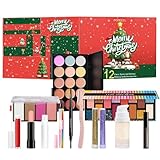 Weihnachts-Countdown-Kalender – Countdown-Kosmetik-Set für den Weihnachtskalender | 12 Make-up- und Kosmetikartikel in Einzelbox mit Lippenstift, Pa