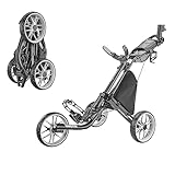 CaddyTek EZ Tour Quickfold Deluxe 3-Rad Golftrolley Golfcaddy komplett mit Kühltasche - Modell 2020 (schwarz-grau)