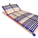 stabiler Lattenrost 100% BUCHE Lattenrahmen - Kopfteil verstellbar - SCHULTERFRÄSUNG, 7 Zonen, 42 Federleisten, Härte-Regulierung, Mittelgurt - VARIO SLEEP BEST 42® unmontiert (120x200cm)