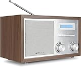 Blaupunkt Nostalgieradio RXD 180 DAB+ mit AUX IN und Bluetooth, UKW PLL Radio mit RDS, 5 Watt RMS, LC-Farbdisplay, Küchenradio mit einfacher Bedienung, mit Kopfhöreranschluss, Drehregler, Walnuss