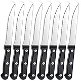 Pleafind Steakmesser Set, Steakmesser 8 teiliges, Edelstahl messer-set, Scharfes Küchen-Steakbesteck, Spülmaschinenfest mit Wellenschliff