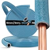 PE-Rohrisolierung Isolierschlauch 10 m Rolle x Ø 18 mm / 6 mm Isolierstärke Blau | Schutzschlauch Heizungsrohr Isolierung mit Schutzhaut | Rohr Dämmung Schlauch Rohrdämmung Warmwasserleitung Heizung