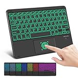 Nsyee Kabellose Bluetooth-Tastatur, ultradünn, Hintergrundbeleuchtung in 7 Farben, integriertes Multi-Touch-Trackpad für Android/iOS/Windows, kabellose Tastatur für iPad/Tablet/Samsung, italienisches