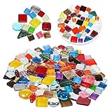 SEWACC Unregelmäßige Kristall Mosaiksteine Gemischte Farben Handgefertigte Glasfliesen für Diy Bastelprojekte Sichere Harte Mosaiksteine mit Glatter Oberfläche für Wand Vase Rahmen