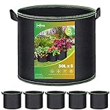 iophi 5X Pflanzsack Pflanzentasche 30 Liter aus Vliesstoff, Pflanzsäcke für Dauerbepflanzung, Wiederverwendbarer Kartoffelsack, Pflanztopf für Tomaten Balkon, Kartoffeln, Blumen, Pflanzen, Gemüse