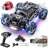 DEERC Ferngesteuertes Auto 1:14 Bürstenloser Motor 75 km/h 4WD RC Monstertruck mit Farbiges Licht, 2 Akku, 2.4-GHz All-Terrain Rennauto, Crawler Spielzeug Geschenk für Kinder