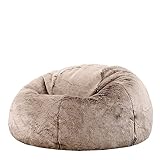 Icon Kenai Klassiker Kunstfell Sitzsack, Nerz Braun, Sitzsack Erwachsene mit Füllung, Bean Bag, Flauschig Sessel, Lounge Sessel, Lounge Stuhl, Schlafzimmer, Wohnzimmer, Wohnzimmer Möbel