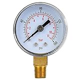 Mechanisches Manometer, Manometer 1/8 Zoll BSPT für Luft-Öl und Wasser (0-160psi, 0-11bar)