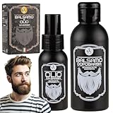 JK LUX Bartöl-Set 50 ml und Bartbalsam für Männer 125 ml, hergestellt in Italien, Bart-Set für Herren, pflegend, feuchtigkeitsspendend und erfrischend, um das Haar zu erweichen und Juckreiz zu