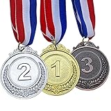 GOLDGE 3Pcs Gewinner Medaillen Gold Silber Bronze Medaille Medaillen für Kinder Gold Siegermedaillen Kinder für Party Sportstag Spielzeug Preisen Wettbewerb Auszeichnungen Medaillen Mitgebsel