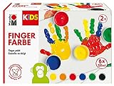 Marabu 0303000050800 - KiDS Fingerfarben-Set mit 6 leuchtenden Farben Ã 35 ml, parabenfrei, vegan, laktosefrei, glutenfrei, geeignet zum Malen für Kindergarten, Schule, Therapie und zu Hause