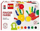 Marabu 0303000050800 - KiDS Fingerfarben-Set mit 6 leuchtenden Farben Ã 35 ml, parabenfrei, vegan, laktosefrei, glutenfrei, geeignet zum Malen für Kindergarten, Schule, Therapie und zu Hause