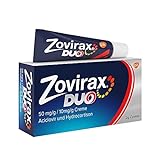 Zovirax Duo Creme mit der Zweifach-Wirkformel bei Lippenherpes: Stoppt die Virenvermehrung und kann die Bläschenbildung verhindern. Wirkstoffe: 5 % Aciclovir und 1 % Hydrocortison. 2 g Packung