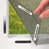 Hoberg Fenster-Fliegengitter mit innovativer Magnetbefestigung | Fliegennetz bis zu 150 x 130 cm individuell zuschneidbar, kein Bohren oder Schrauben | Moskitonetz anbringen mit 16 Magneten [Schwarz]