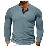 ZDSUHYIW Langarmshirt Herren Waffle Henley Shirt Langarm Freizeit Tshirt Mit Knopfleiste Longsleeve T Shirt Leichte Fischerhemd Longshirt Muskelshirts Herren Blusenshirt