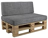 POKAR Palettenkissen Palettenauflagen mit abnehmbarem Bezug Palettenmöbel Palettensofa 2er Set: Sitzkissen 120x80 + Rückenlehne 120x40, Grau