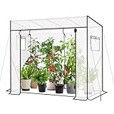 Sekey Gewächshaus Tomatengewächshaus 200x170x77 cm, Begehbarers Tomaten Gewächshaus Foliengewächshaus Balkon Outdoor - Stabil, Winterfest, UV-Beständig, Weiß